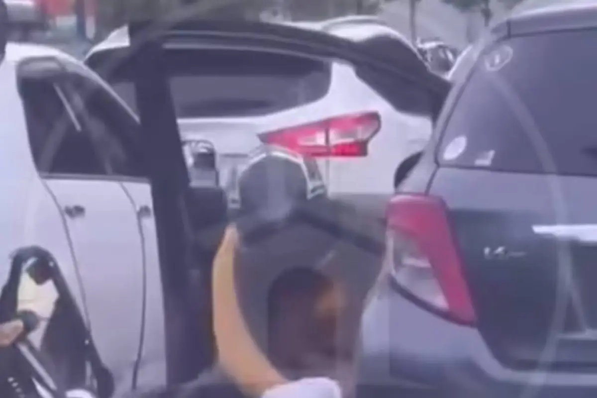 Motorista agrede a automovilista en plena vía. , Captura de pantalla video X.
