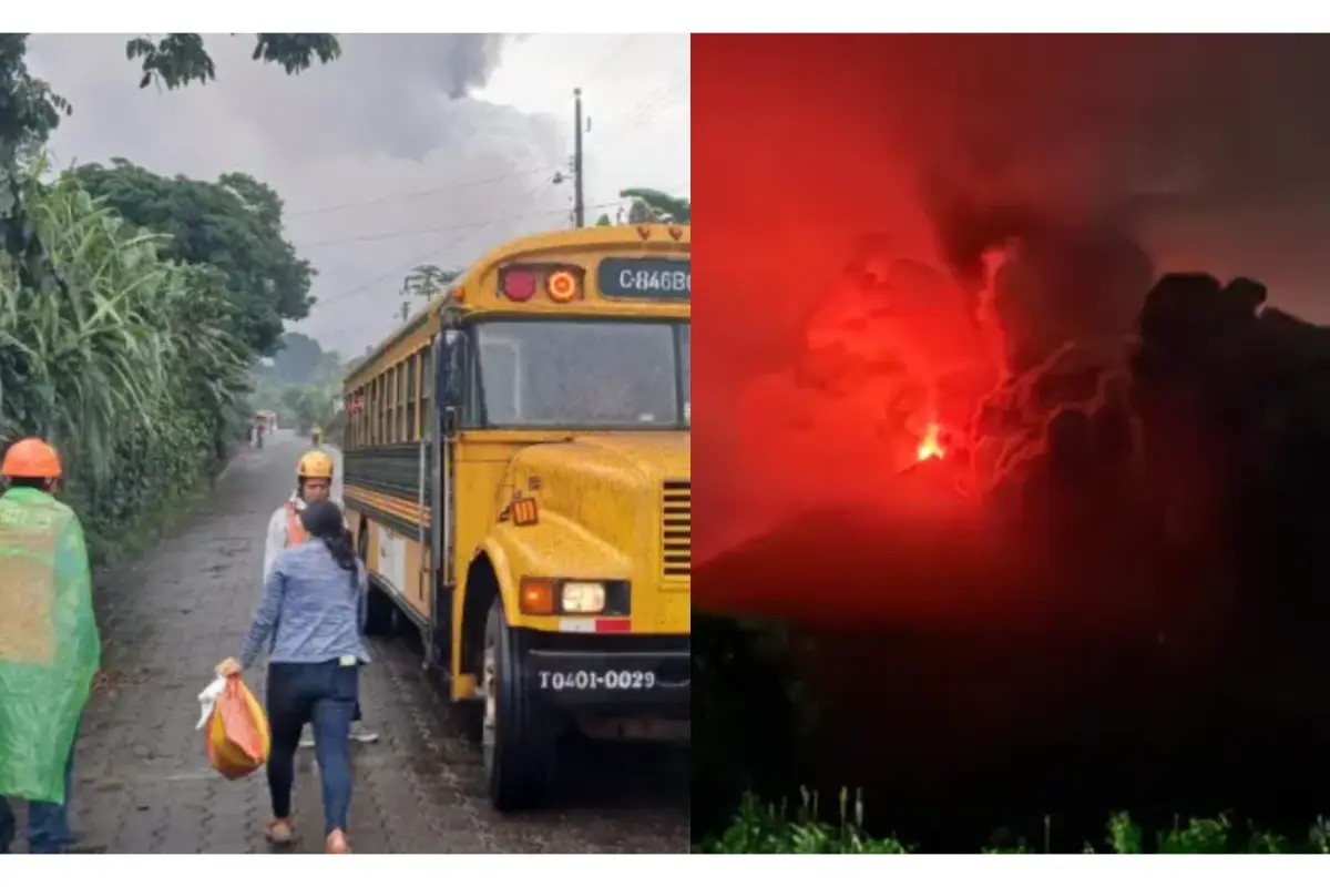 Evacuan a pobladores por prevención ante nueva erupción del volcán de Fuego., 