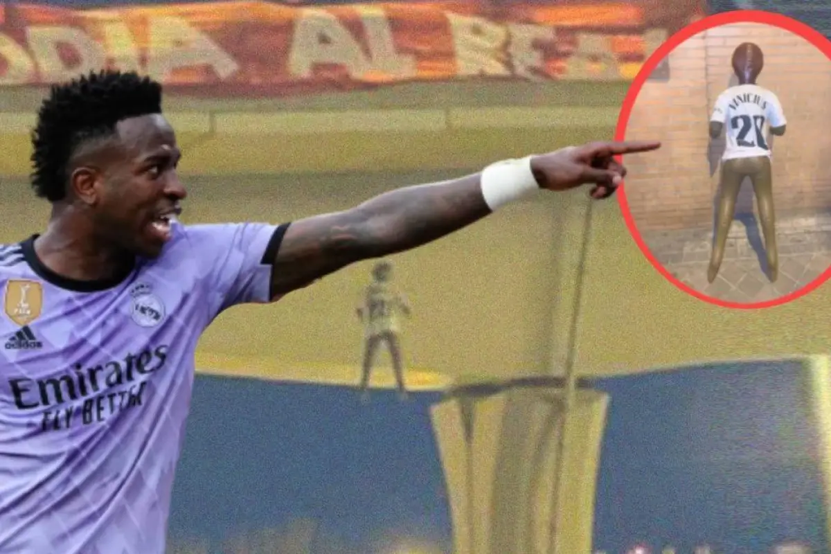 Condenados los ultras del Atlético por colgar un muñeco de Vinicius en un puente - RR.SS.