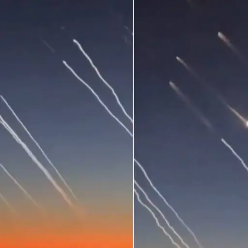 Graban desde avión el ataque con misiles de Irán a Israel ,Capturas de pantalla de la red social X