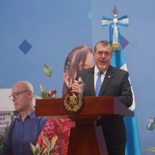 El presidente Bernardo Arévalo durante la conferencia de prensa en el Palacio Nacional, la primera desde su regreso de la gira de trabajo que realizó en Asia. ,Omar Solís/Emisoras Unidas