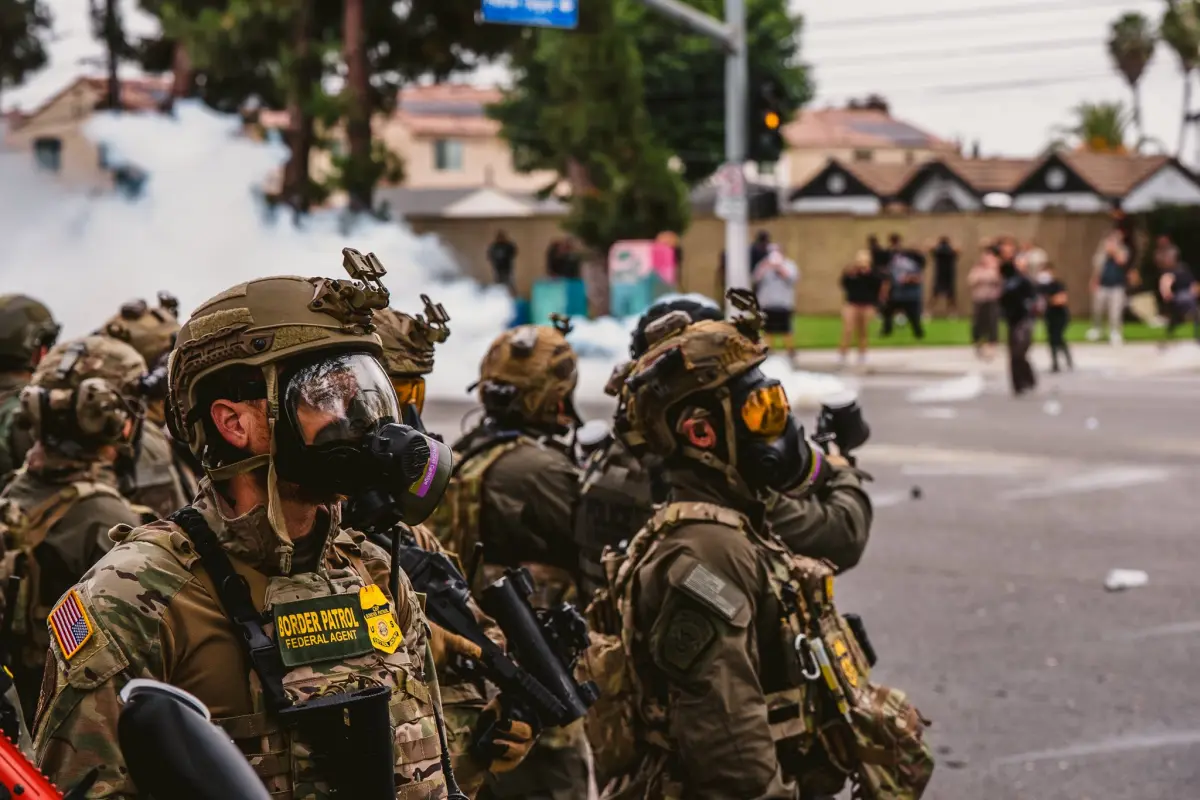 Agentes del CBP durante las protestas en Los Angeles. , FOTO CBP