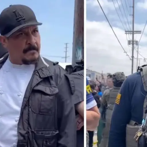 Migrante enfrenta a agente del FBI.  ,Captura de pantalla video X.