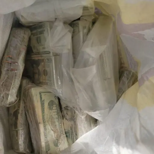 El dinero en efectivo iba dentro de un costal y varias bolsas de plástico. ,PNC de Guatemala.