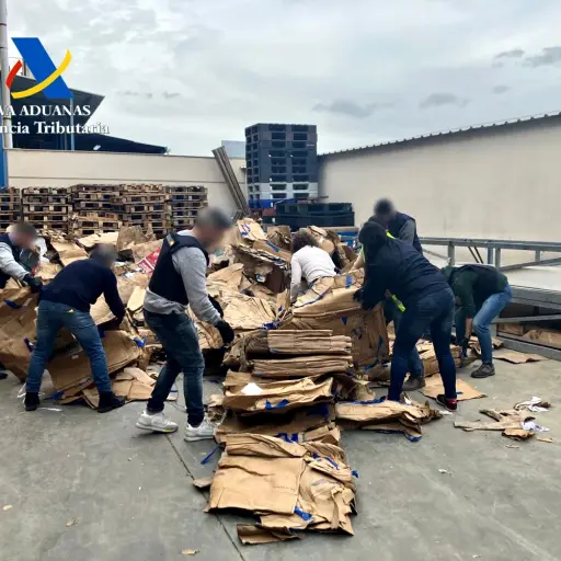 La cocaína estaba oculta en un macrocargamento de 335 toneladas de cartón destinado al reciclaje. ,Foto EFE