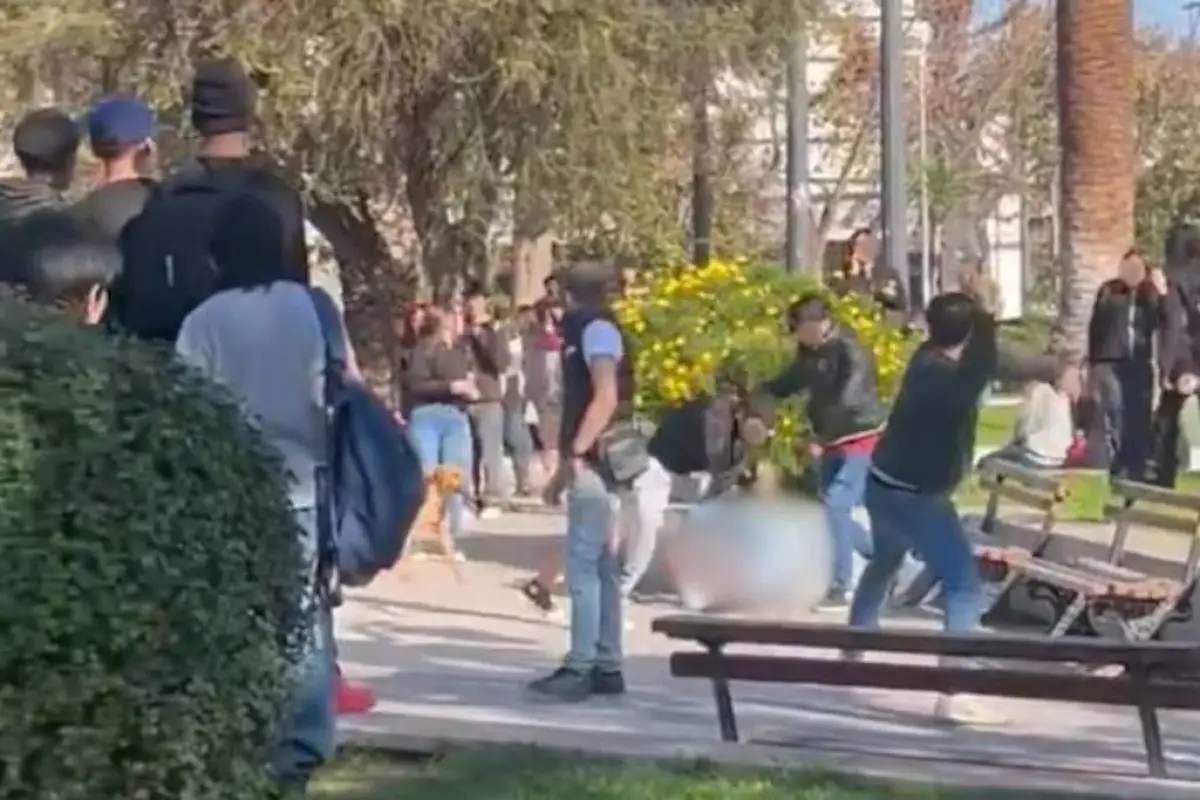 Brutal riña escolar en Chile., Captura de pantalla video X.