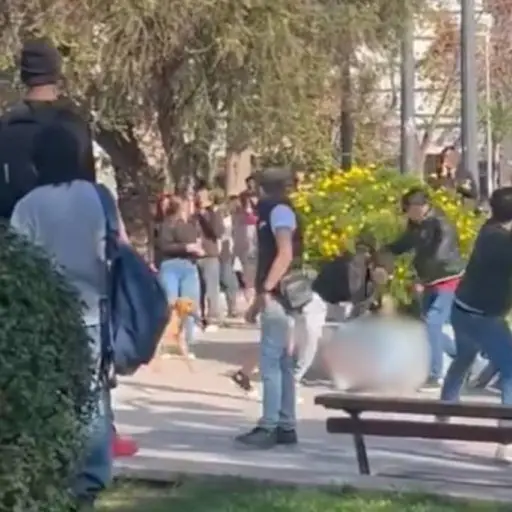 Brutal riña escolar en Chile. ,Captura de pantalla video X.