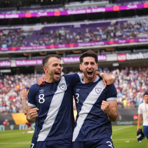 Rodrigo Saravia y Nicolás Samayoa celebran el pase de Guatemala a semifinales de Copa Oro - Concacaf