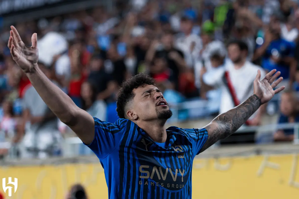 Celebración de Marcos Leonardo ante el Manchester City - Al Hilal