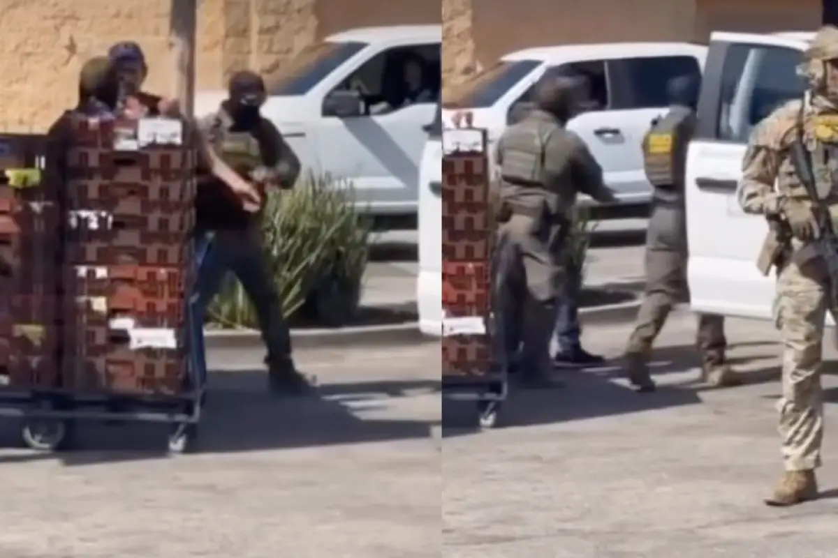 Migrante detenido por ICE en plena jornada laboral, Captura de pantalla video X.