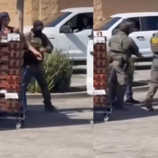 Migrante detenido por ICE en plena jornada laboral ,Captura de pantalla video X.