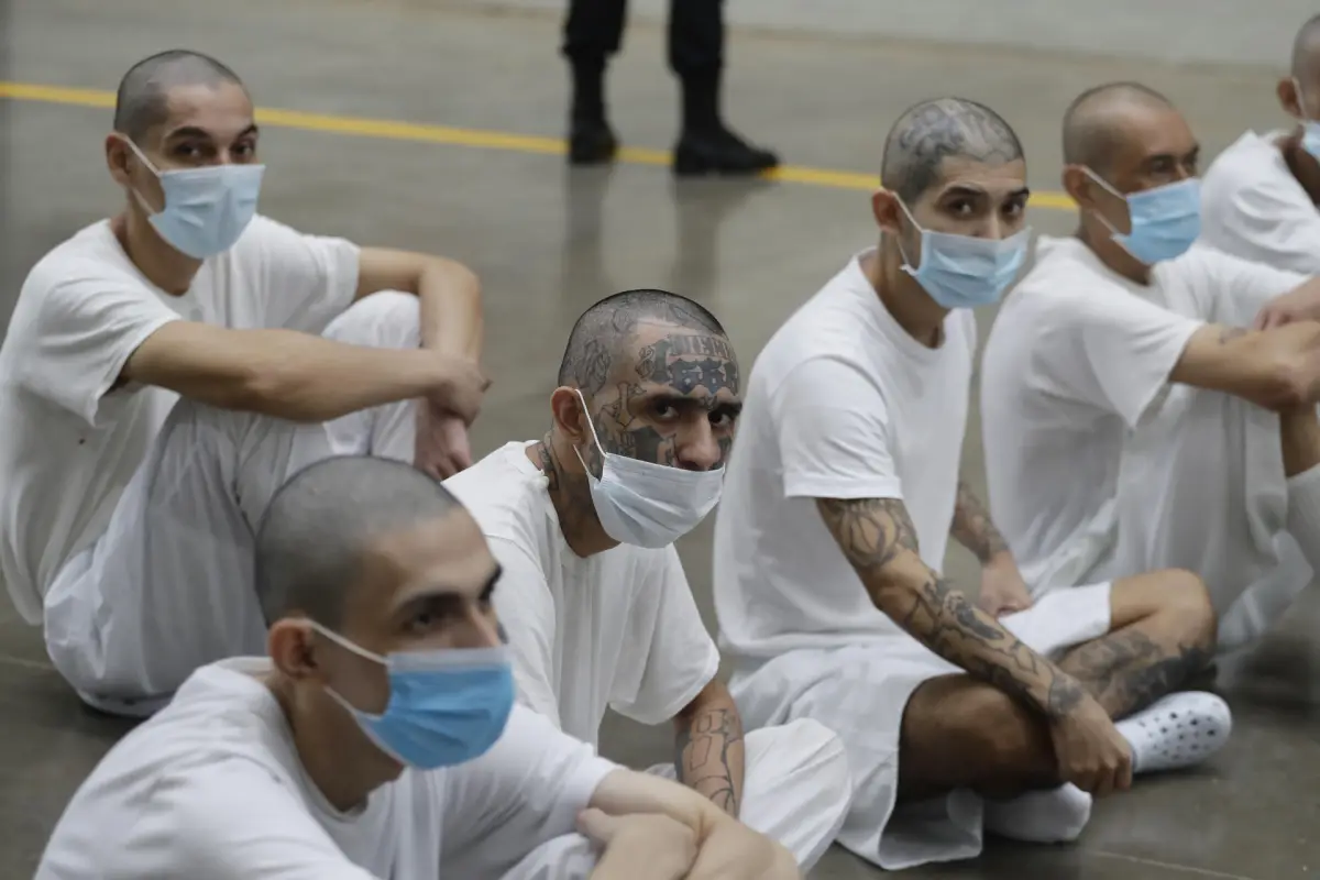 Fotografía de supuestos maras como presos en el Centro de Confinamiento para el Terrorismo (Cecot),  EFE/Rodrigo Sura
