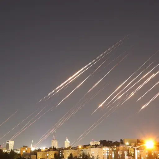 Una imagen de exposición lenta muestra misiles balísticos sobre Jerusalén, el 14 de junio de 2025.  ,Foto EFE