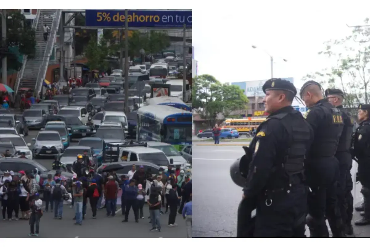 Salubristas bloquean la calzada Roosevelt., 