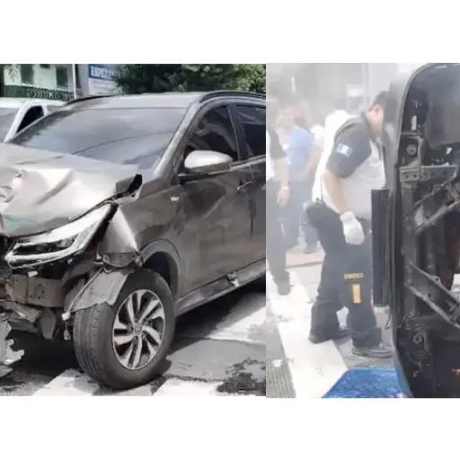 Picop vuelca y se incendia tras colisión en la zona 1 ,