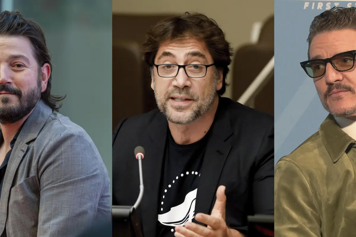 Combo de fotografías de archivo del mexicano Diego Luna (i), el español Javier Bardem (c), y el chileno Pedro Pascal,  EFE/ EFE ARCHIVO
