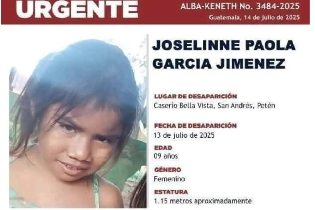 Joselinne García desapareción el 13 de julio en Petén., Alerta Alba-Keneth