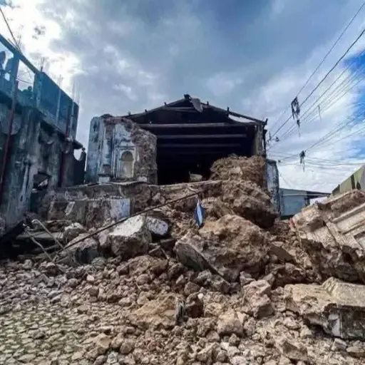 Se desploma El Calvario, templo emblemático de Santa María de Jesús, por los sismos. ,Redes sociales.