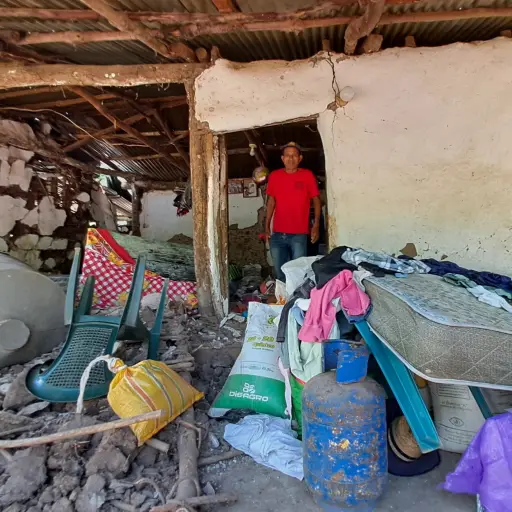 Una de las viviendas dañadas a consecuencia de los sismos en Comapa, Jutiapa. ,Omar Solís/Emisoras Unidas