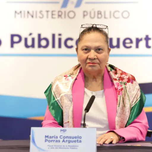 La fiscal general, Consuelo Porras, en conferencia de prensa. ,Ministerio Público