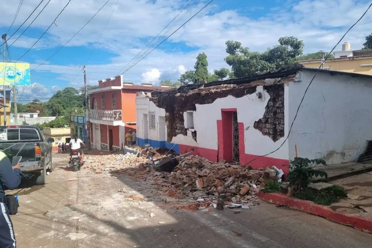 Una de las viviendas dañadas a consecuencia de los sismos en Comapa, Jutiapa., Bomberos Municipales Departamentales