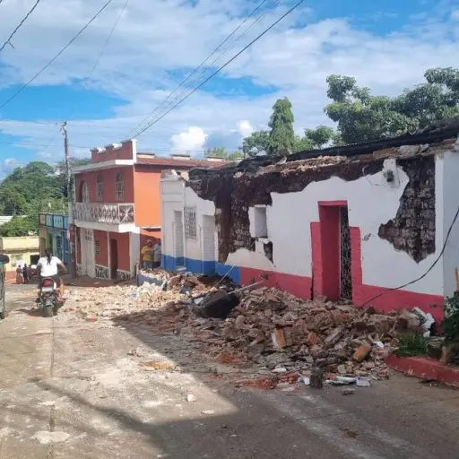 Una de las viviendas dañadas a consecuencia de los sismos en Comapa, Jutiapa. ,Bomberos Municipales Departamentales
