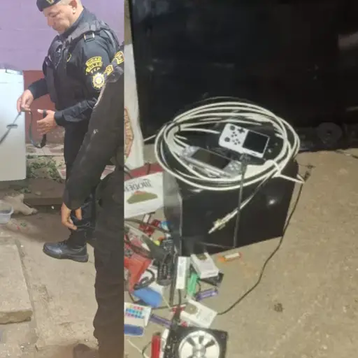 La requisa en Pavón se llevó a cabo con el apoyo de un agente canino. ,