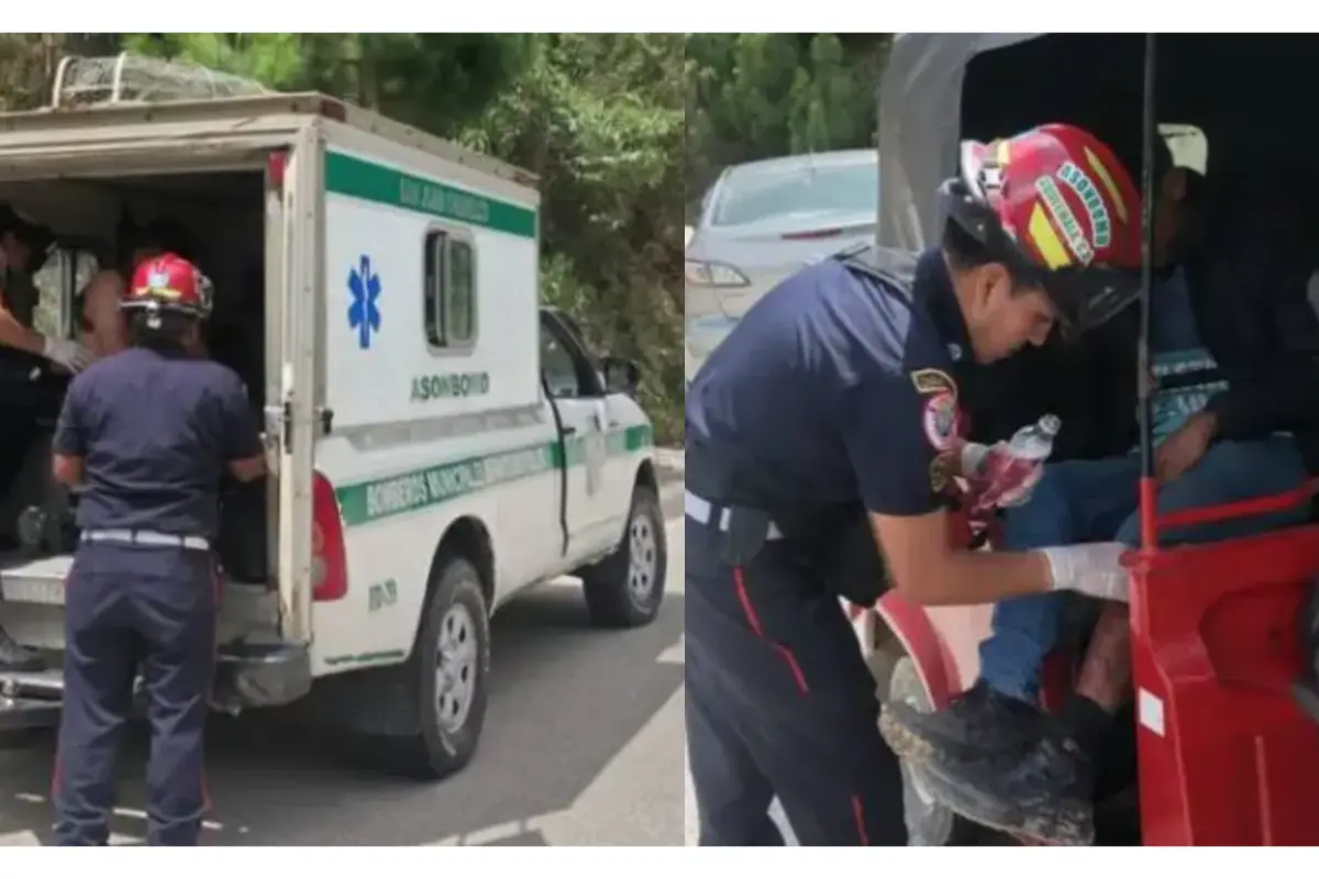 Los elementos de Bomberos Municipales Departamentales atendieron a los heridos tras el accidente en Alta Verapaz., 
