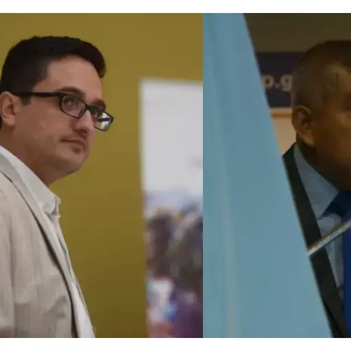 El exjefe de la FECI, Juan Francisco Sandoval; y el actual titular de esa unidad del Ministerio Público, Rafael Curruchiche. ,