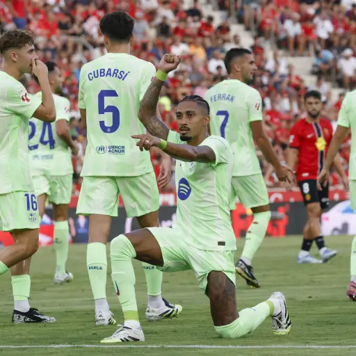 Celebración de Raphinha ante el Mallorca - EFE
