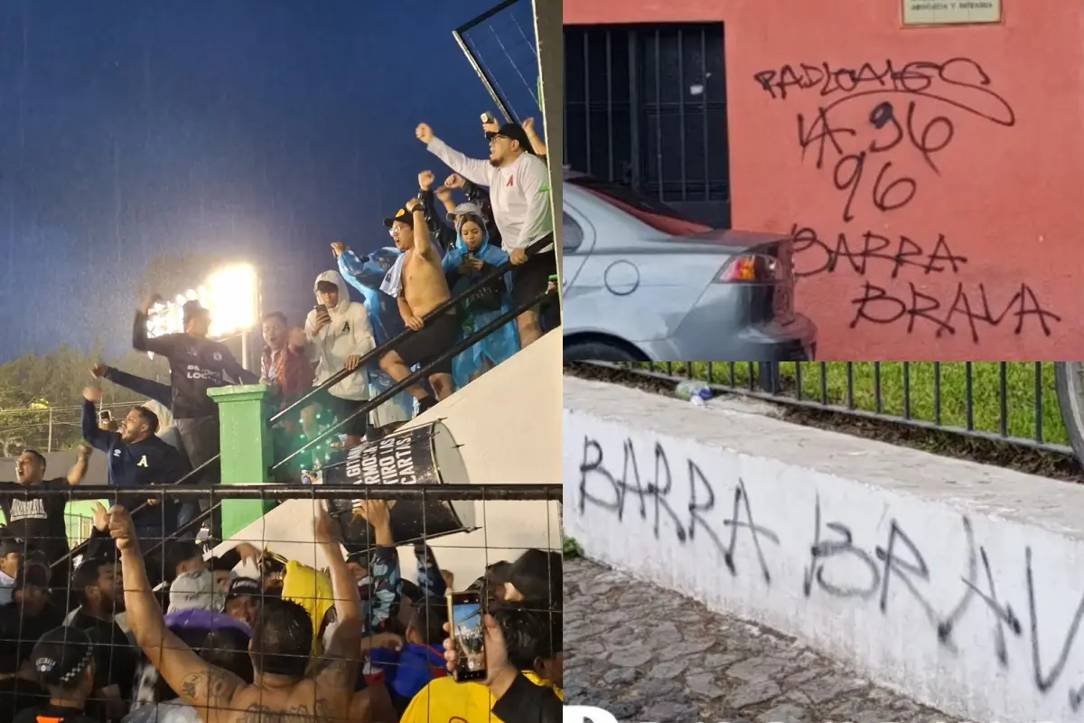 Integrantes del Alianza vandalizan paredes en Antigua Guatemala