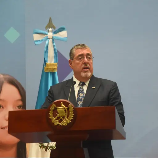 El mandatario Bernardo Arévalo lideró la rueda de prensa en el Palacio Nacional de la Cultura.  ,Omar Solís.