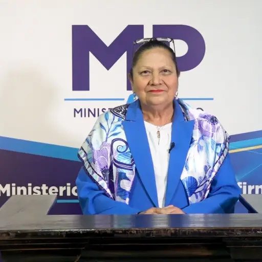 La fiscal general, Consuelo Porras, en mensaje dirigido a la población guatemalteca. ,Ministerio Público