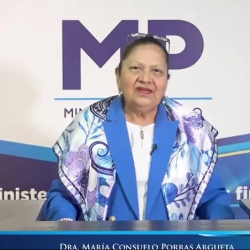 La fiscal general, Consuelo Porras, en mensaje dirigido a la población guatemalteca. ,Ministerio Público