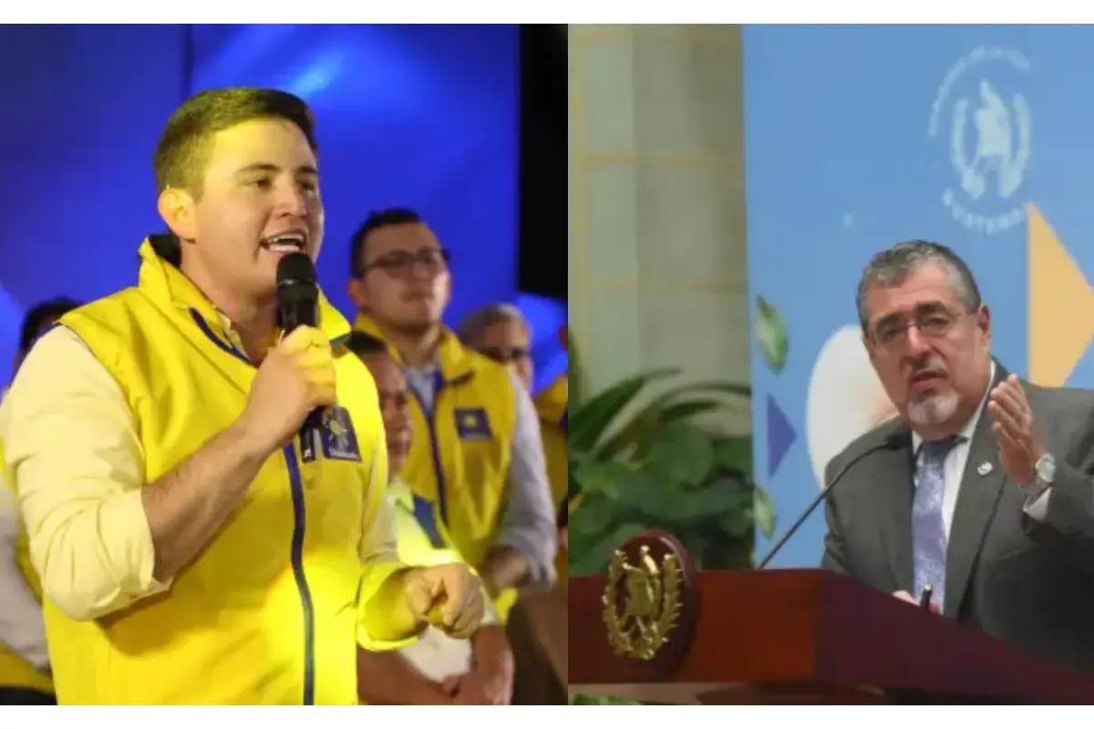 El alcalde de Santa Catarina Pinula, Sebastián Siero; y el presidente Bernardo Arévalo., Archivo.