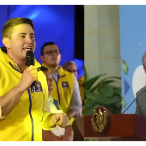 El alcalde de Santa Catarina Pinula, Sebastián Siero; y el presidente Bernardo Arévalo. ,Archivo.