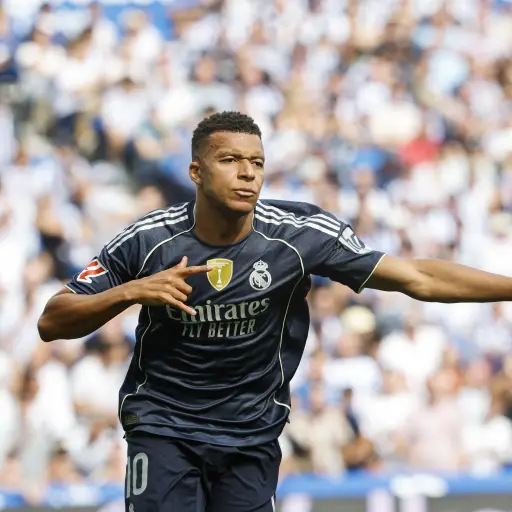 Kylian Mbappé durante su celebración ante la Real Sociedad 