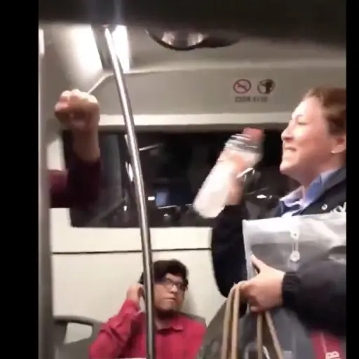 Agresión en el transporte público. ,Captura de pantalla video X.