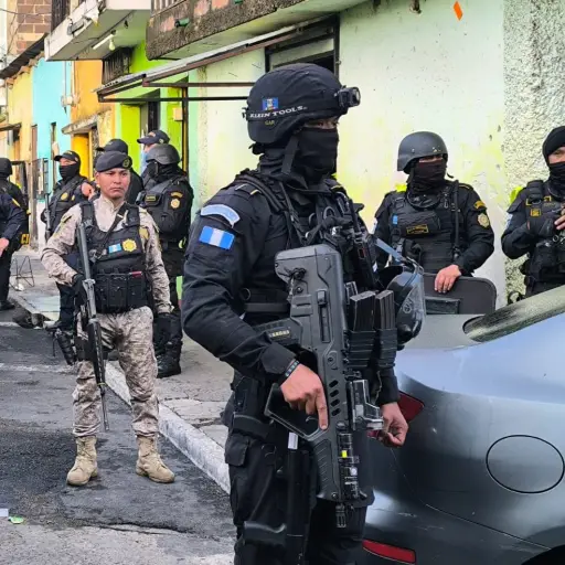 Las fuerzas de seguridad llegaron a varios domicilios del Barrio El Gallito, en la zona 3 capitalina, para dar con varios grupos pandilleros.  ,PNC de Guatemala.