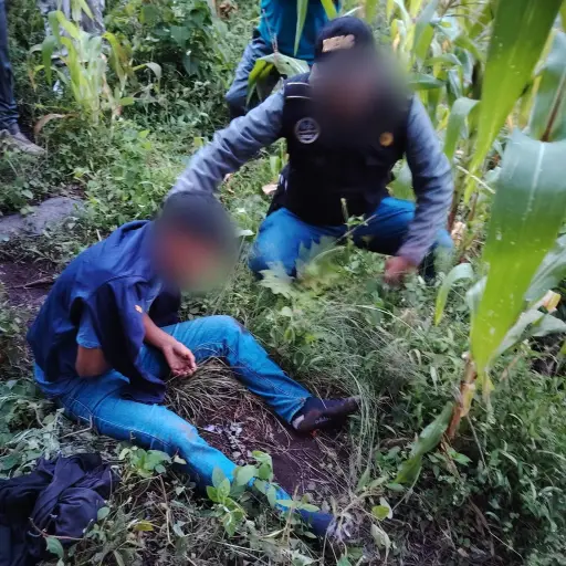 La víctima fue hallada en un área boscosa. ,PNC