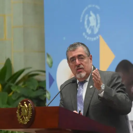 El presidente Bernardo Arévalo durante la conferencia de prensa 