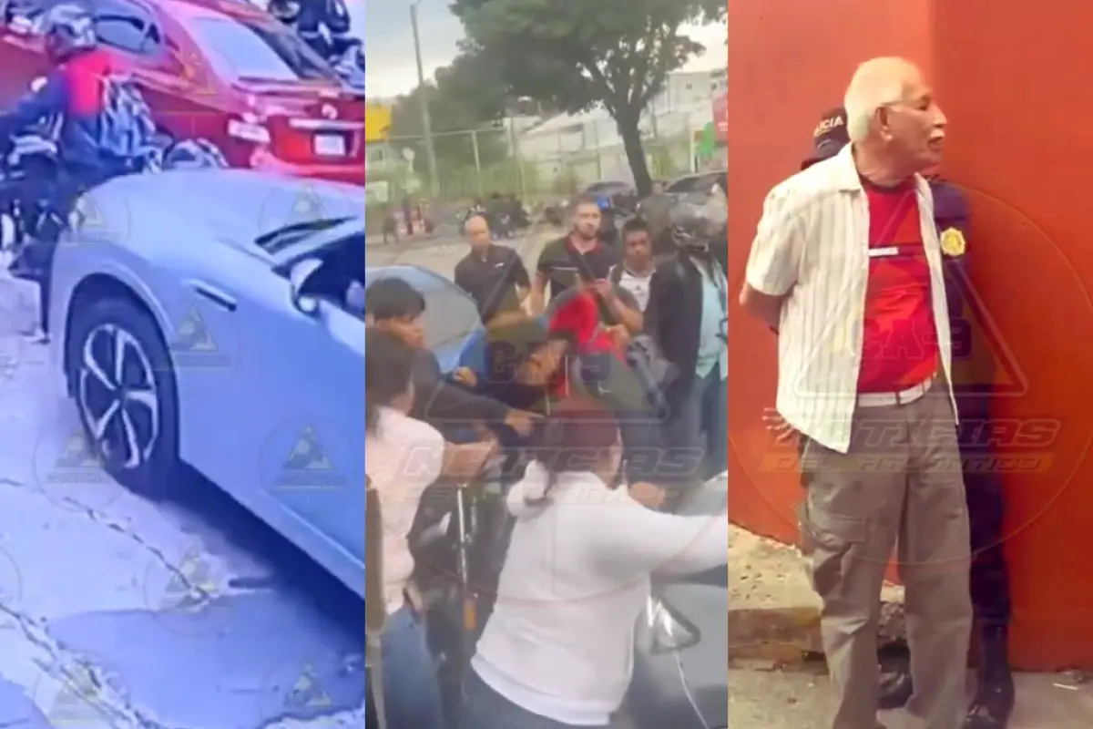 Quedan grabados los momentos del ataque de un automovilista a motorista en zona 9., Captura de pantalla videos X.