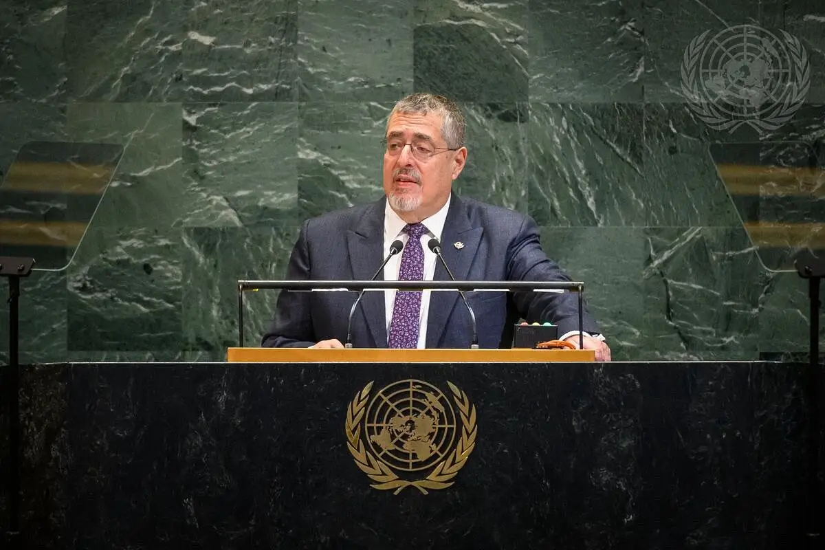 El presidente Bernardo Arévalo durante la 80ª Asamblea General de la ONU, el 24 de septiembre de 2025., Gobierno de Guatemala
