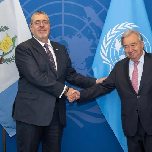 El presidente Bernardo Arévalo se reunió con el secretario general de la ONU, António Gutérres. ,Gobierno de Guatemala