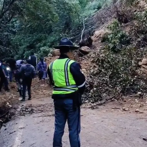 El material cubrió en su totalidad los carriles en ambos sentidos de la carretera. ,Provial