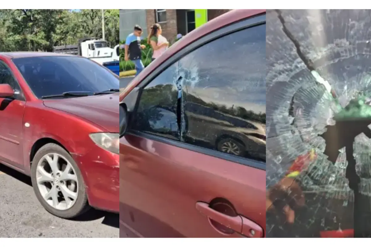 Los tripulantes del vehículo buscaron apoyo en una estación de bomberos en el área del Trébol.,