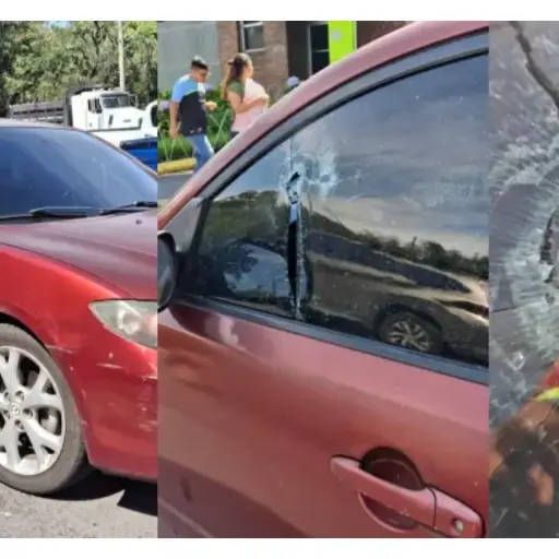 Los tripulantes del vehículo buscaron apoyo en una estación de bomberos en el área del Trébol. ,