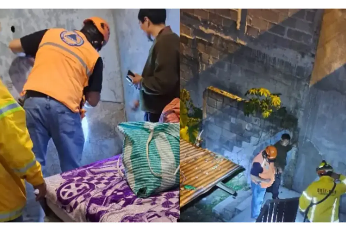 Verificación de personal de Conred en Santa Rosita, zona 16., 