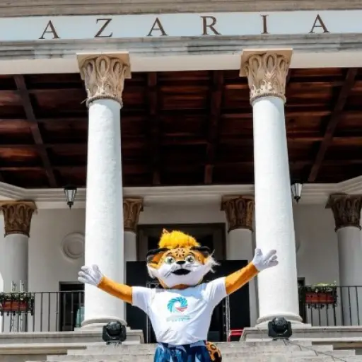 El jaguar Balami, mascota de los Juegos Centroamericanos 2025. 