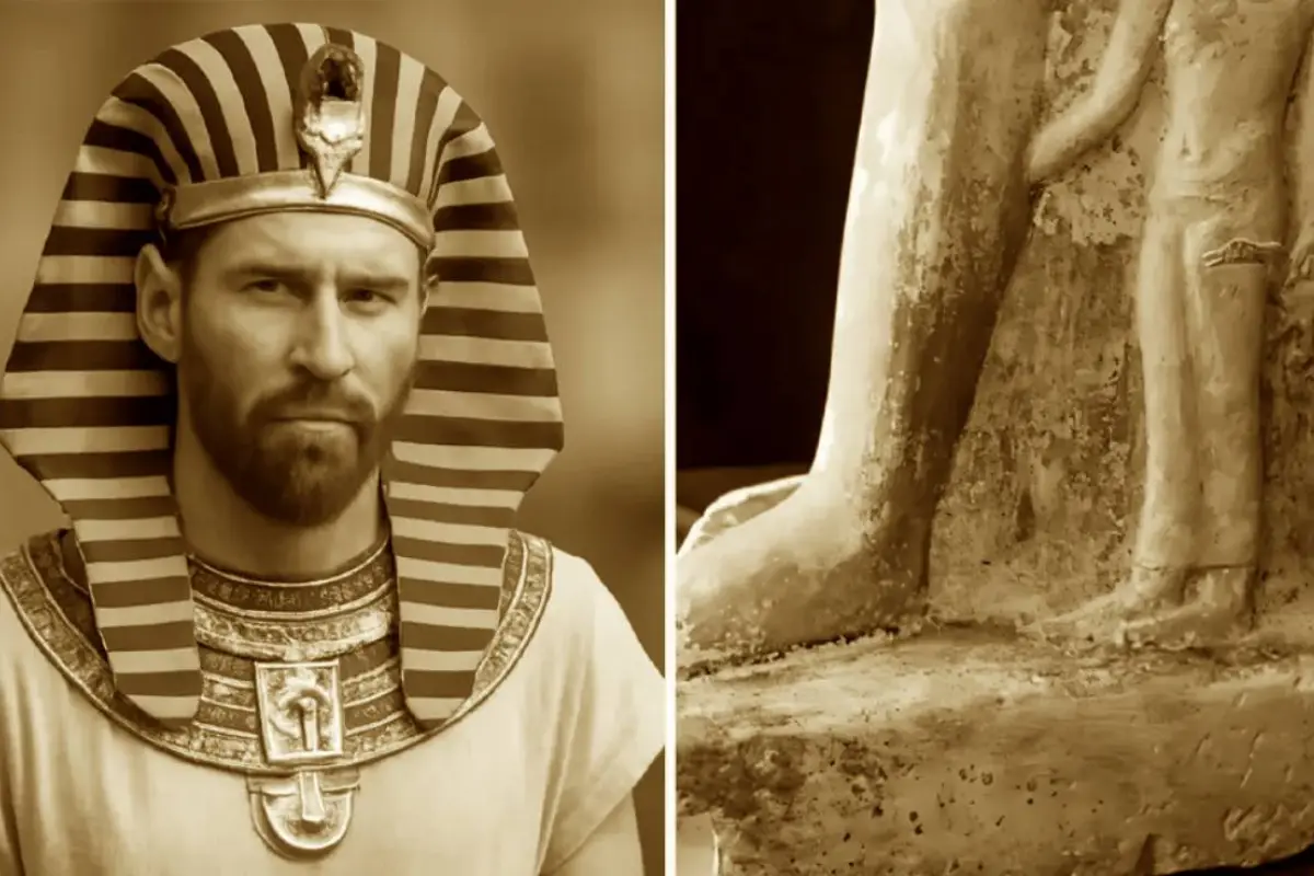 Arqueólogos descubren una escultura considerada como el 'Messi' del Antiguo Egipto., Redes sociales.